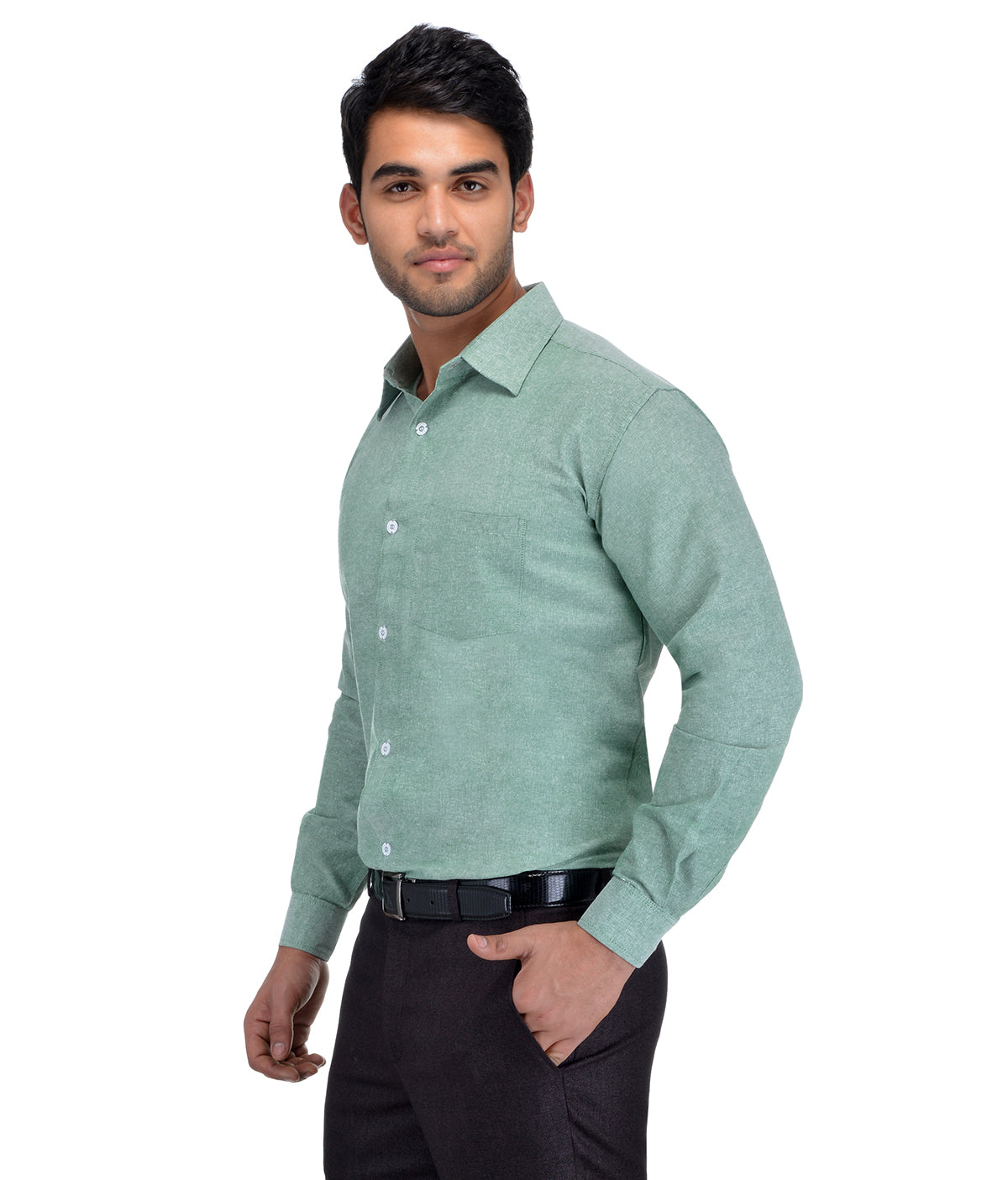 RIAG Green Men's Full Sleeves Solid Shirt
