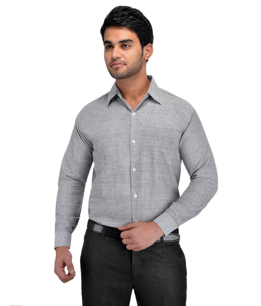 RIAG Grey Men's Full Sleeves Solid Shirt