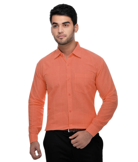 RIAG Orange Men's Full Sleeves Solid Shirt