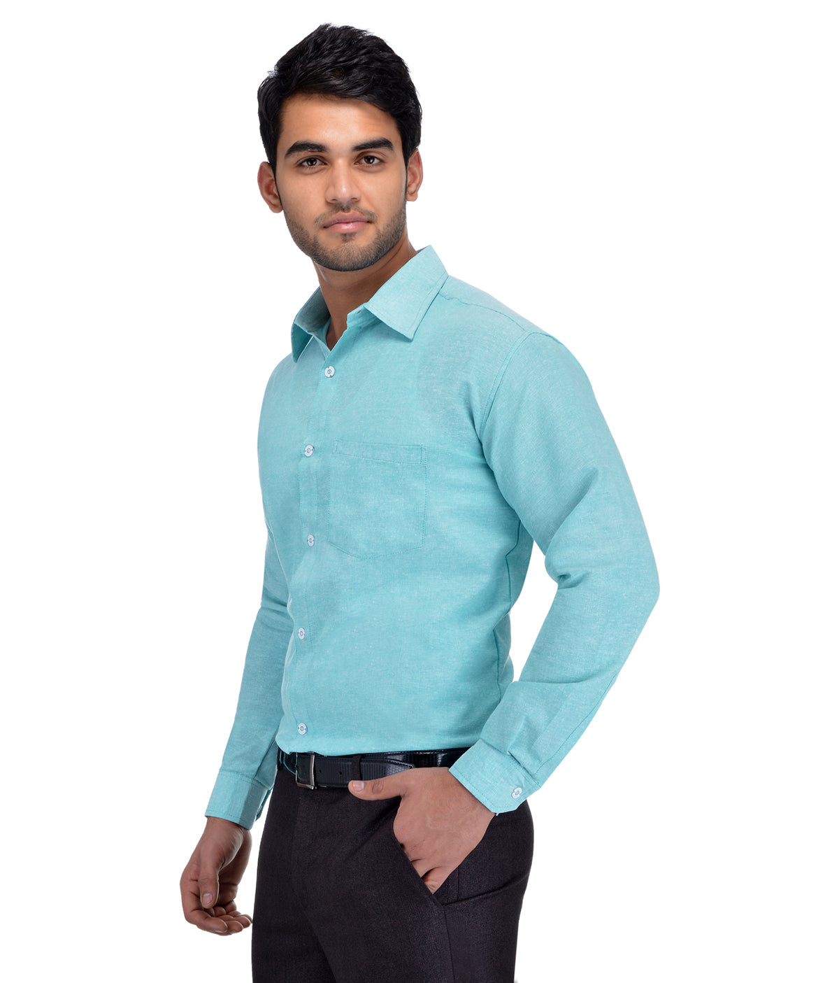 RIAG Light Blue Men's Full Sleeves Solid Shirt