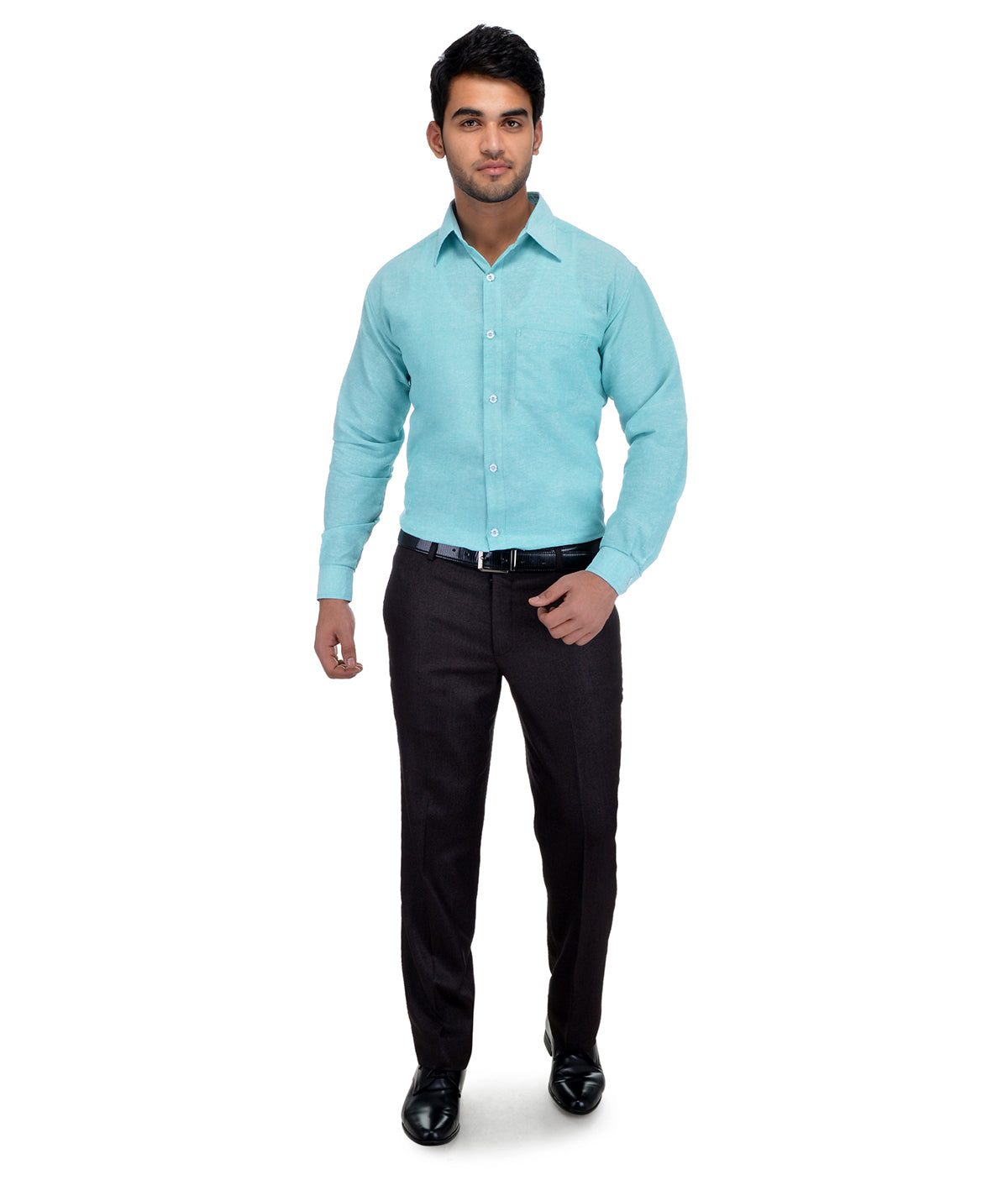 RIAG Light Blue Men's Full Sleeves Solid Shirt