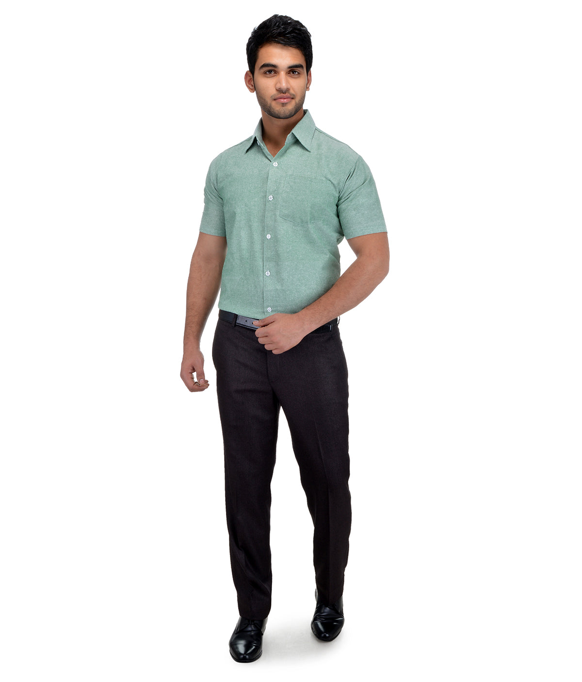 RIAG Green Men's Half Sleeves Solid Shirt