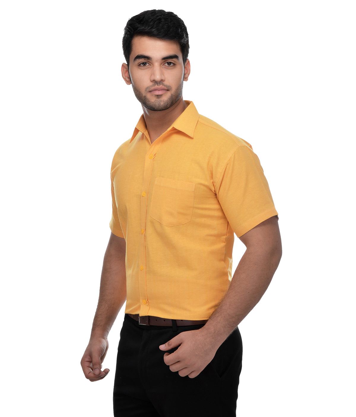 RIAG Yellow Men's Half Sleeves Solid Shirt
