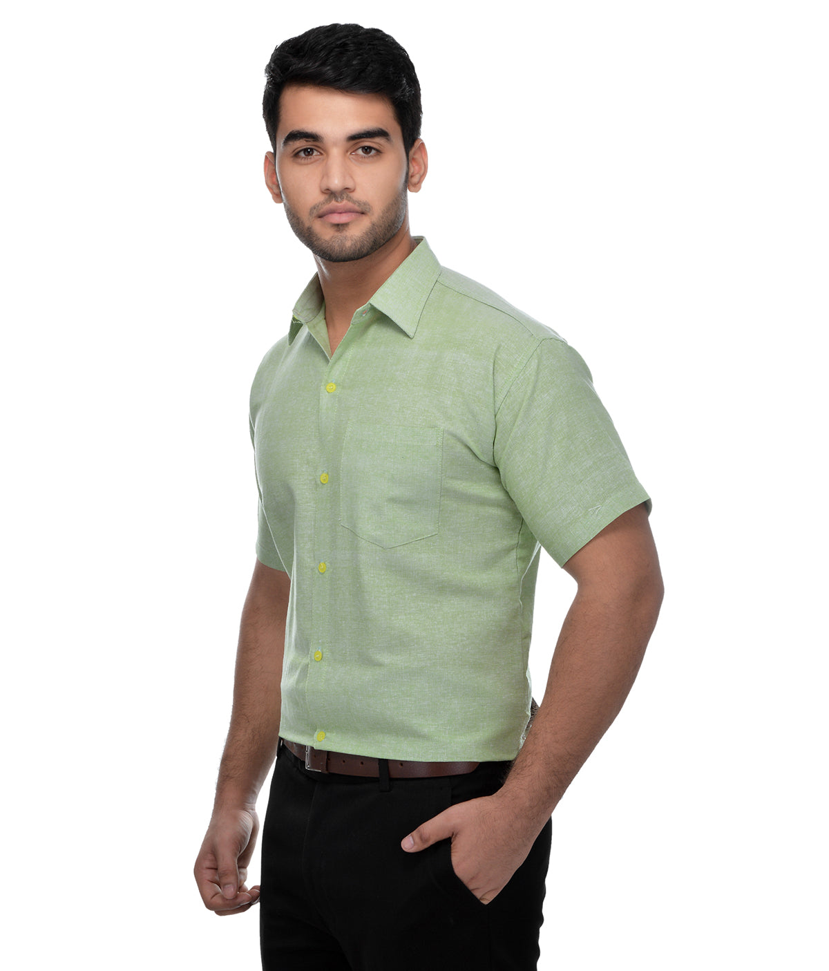 RIAG Green Men's Half Sleeves Solid Shirt