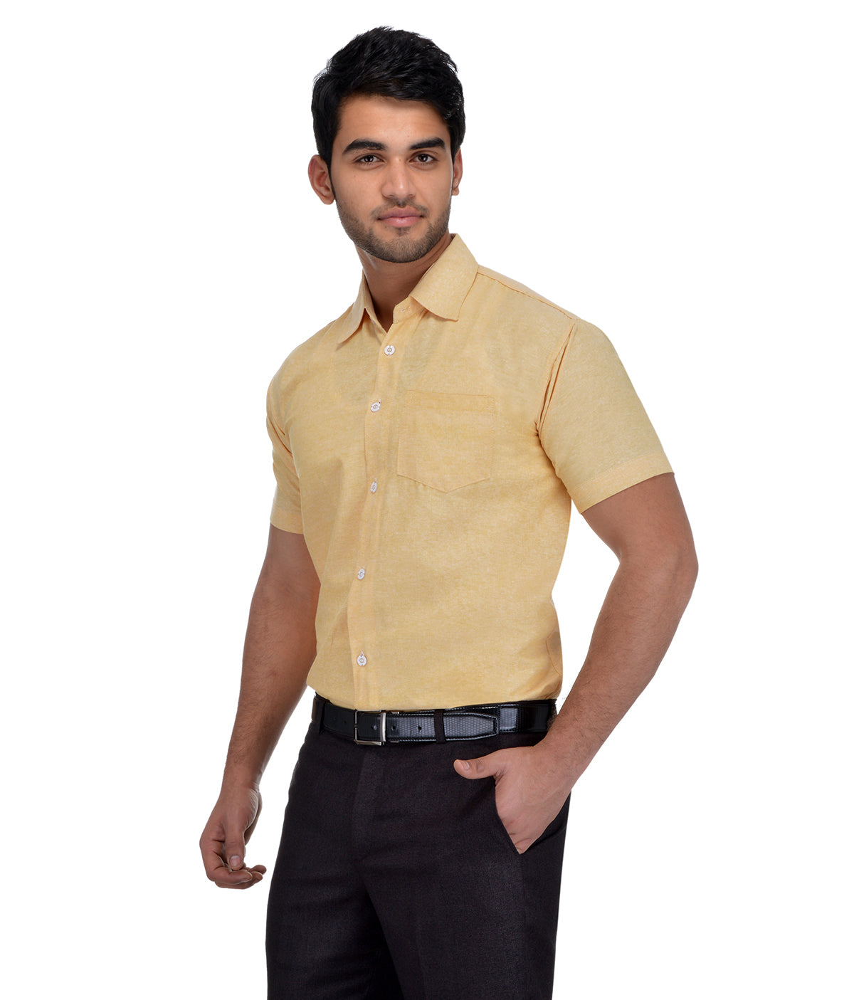 RIAG Beige Men's Half Sleeves Solid Shirt