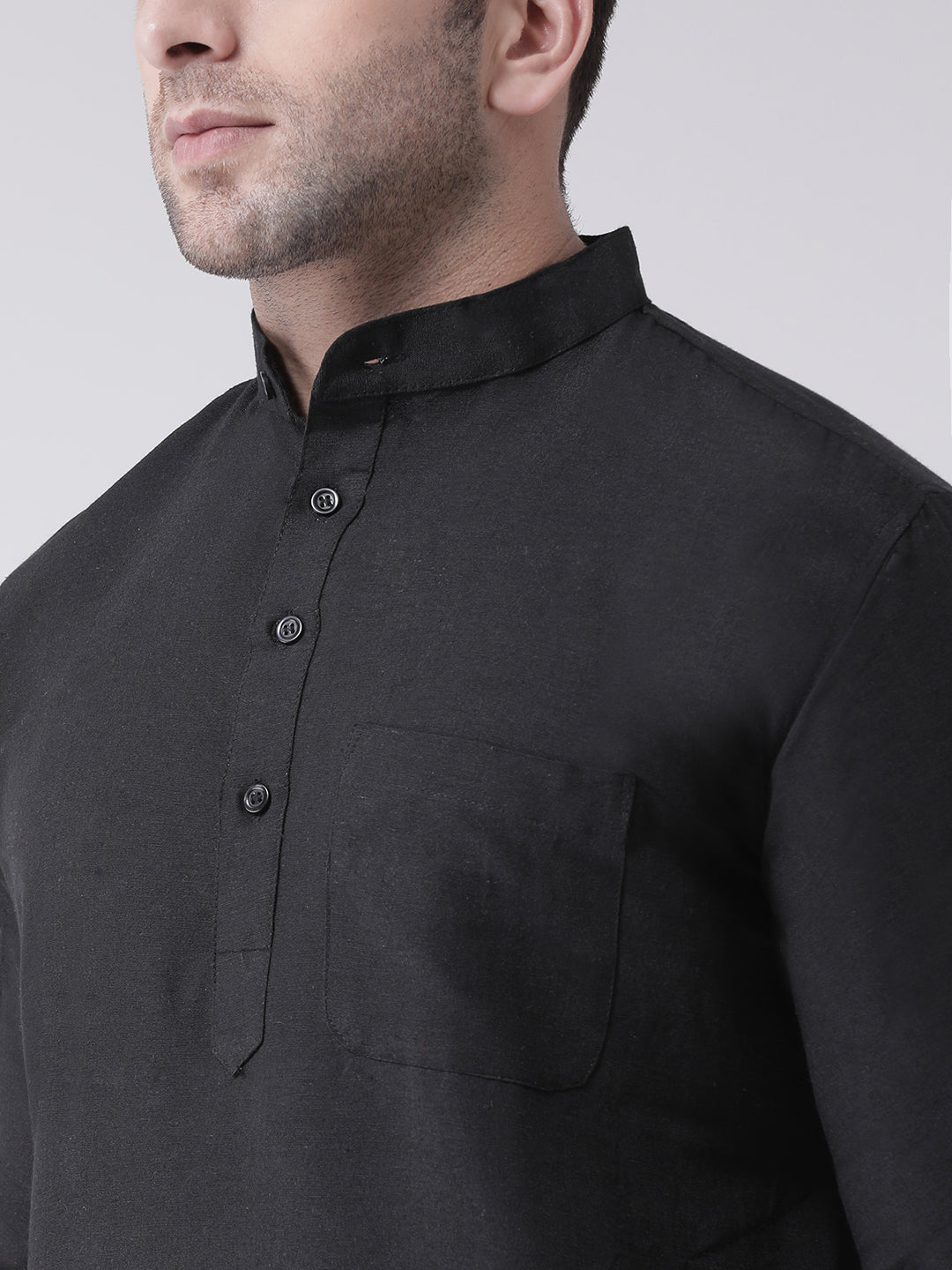 RIAG Black Men's Ethnic Long Kurta And Pyjama Set
