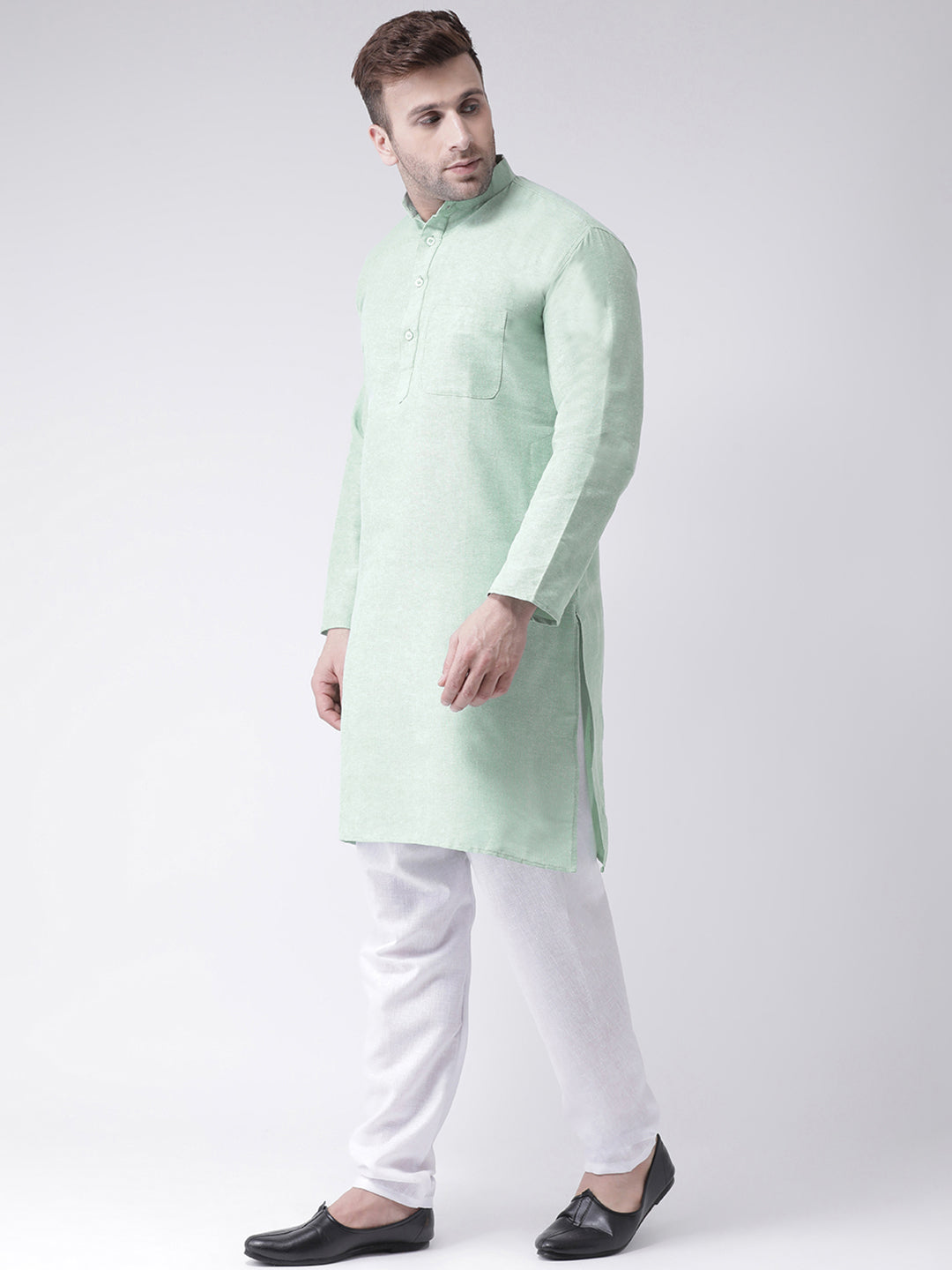 RIAG Green Men's Ethnic Long Kurta And Pyjama Set