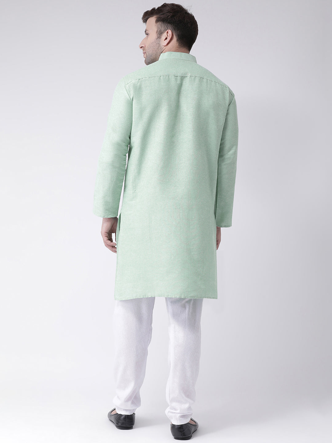 RIAG Men's Green Cotton Long Ethnic Kurta