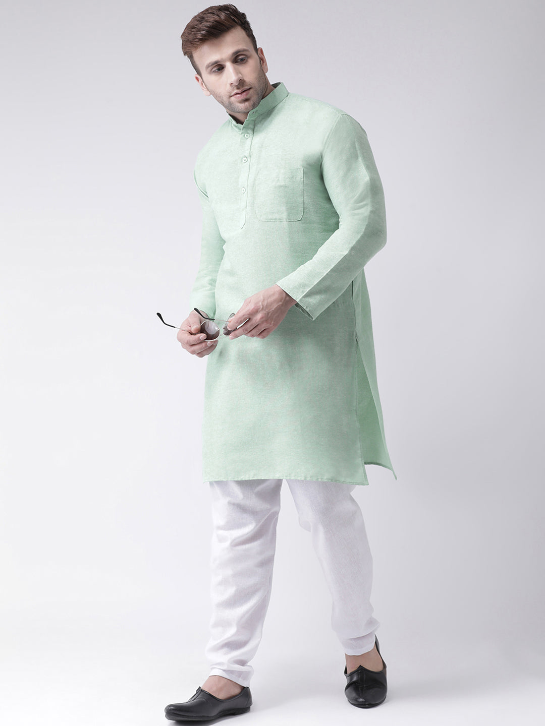 RIAG Green Men's Ethnic Long Kurta And Pyjama Set