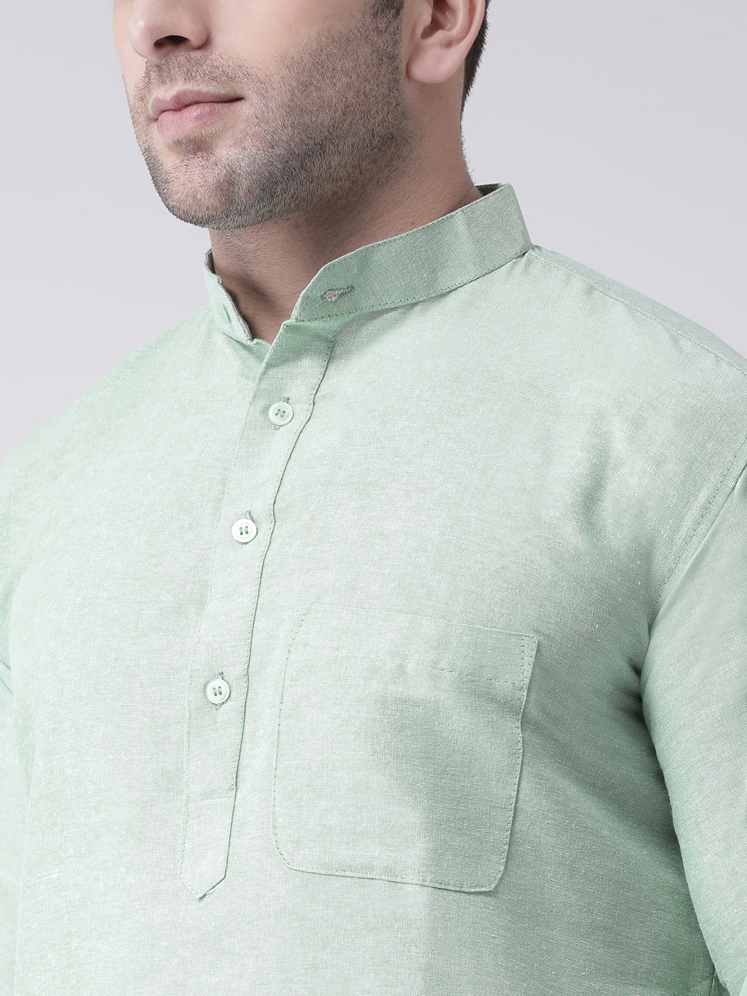 RIAG Men's Green Cotton Long Ethnic Kurta