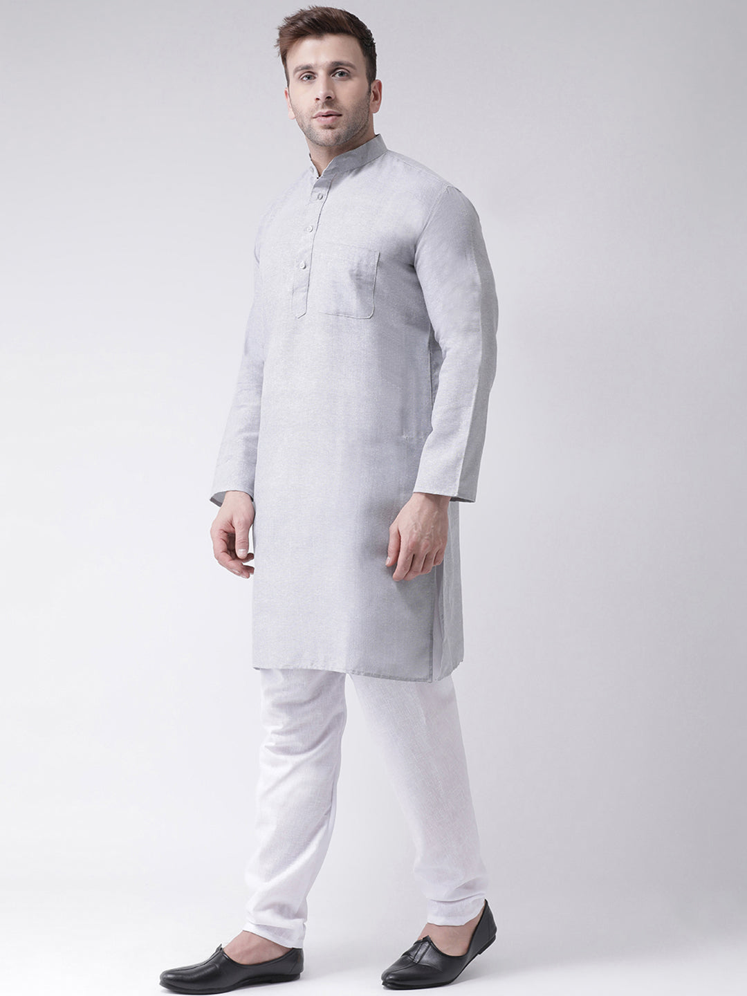RIAG Grey Men's Ethnic Long Kurta And Pyjama Set