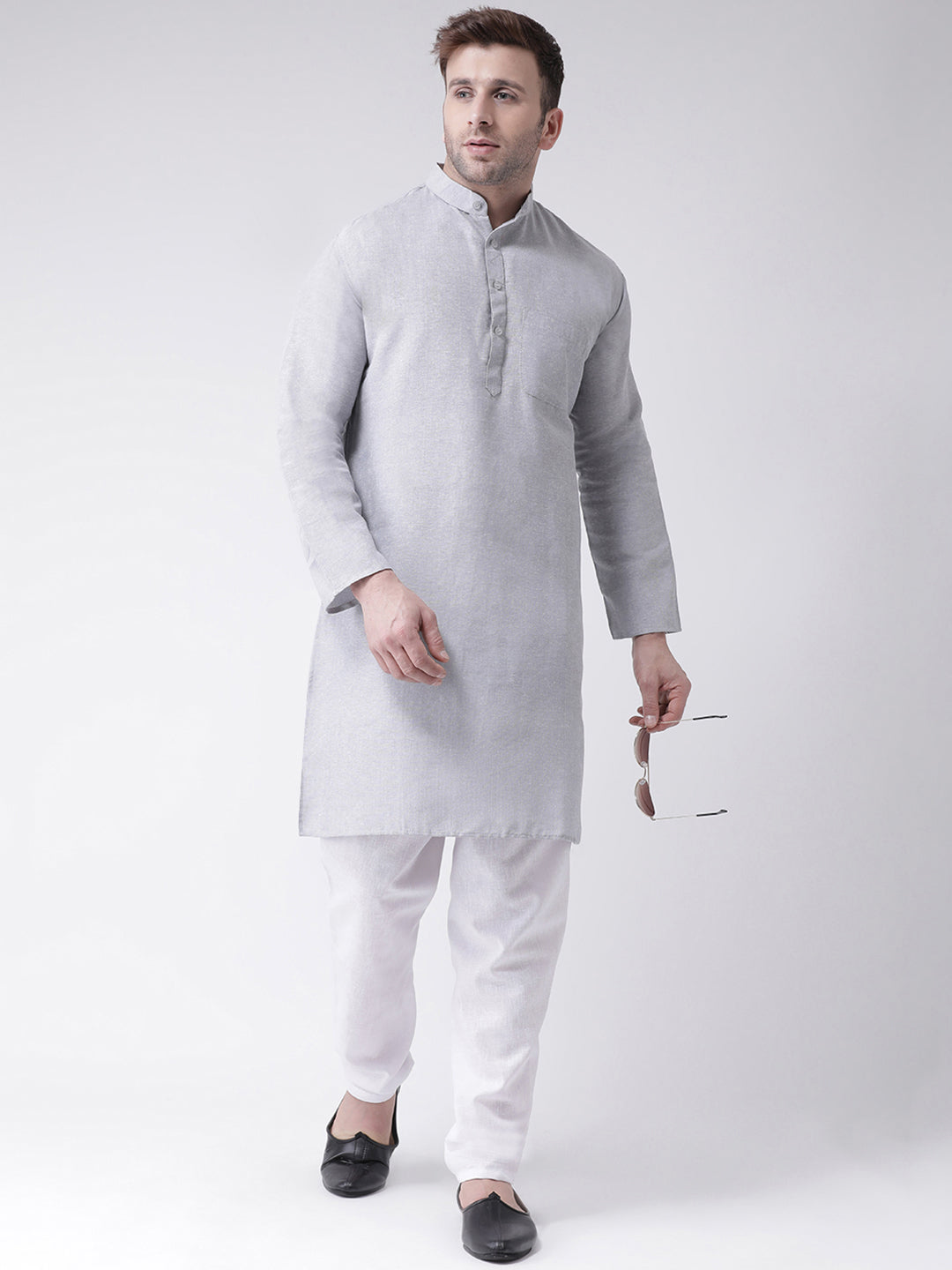 RIAG Grey Men's Ethnic Long Kurta And Pyjama Set