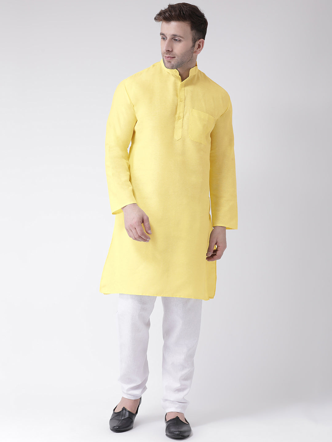 RIAG Yellow Men's Ethnic Long Kurta And Pyjama Set