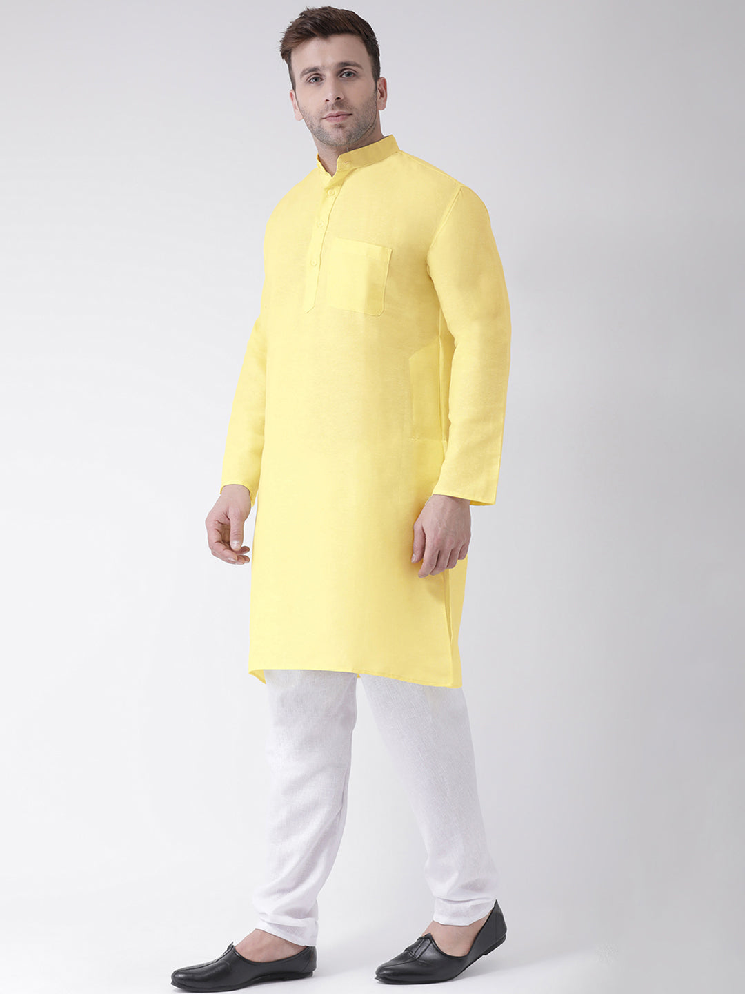 RIAG Yellow Men's Ethnic Long Kurta And Pyjama Set