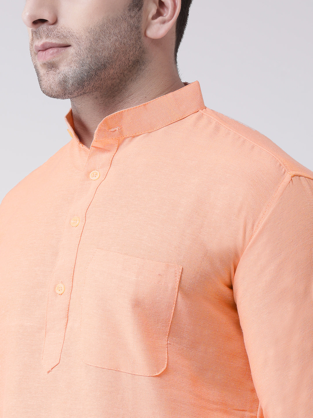 RIAG Men's Orange Cotton Long Ethnic Kurta