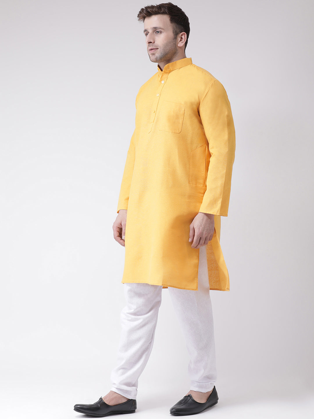 RIAG Yellow Men's Ethnic Long Kurta And Pyjama Set