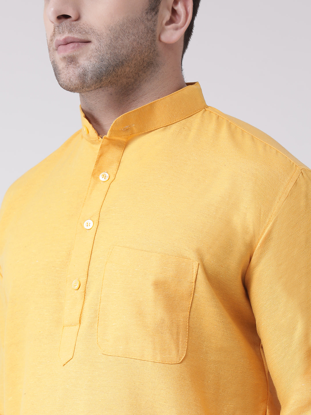 RIAG Yellow Men's Ethnic Long Kurta And Pyjama Set