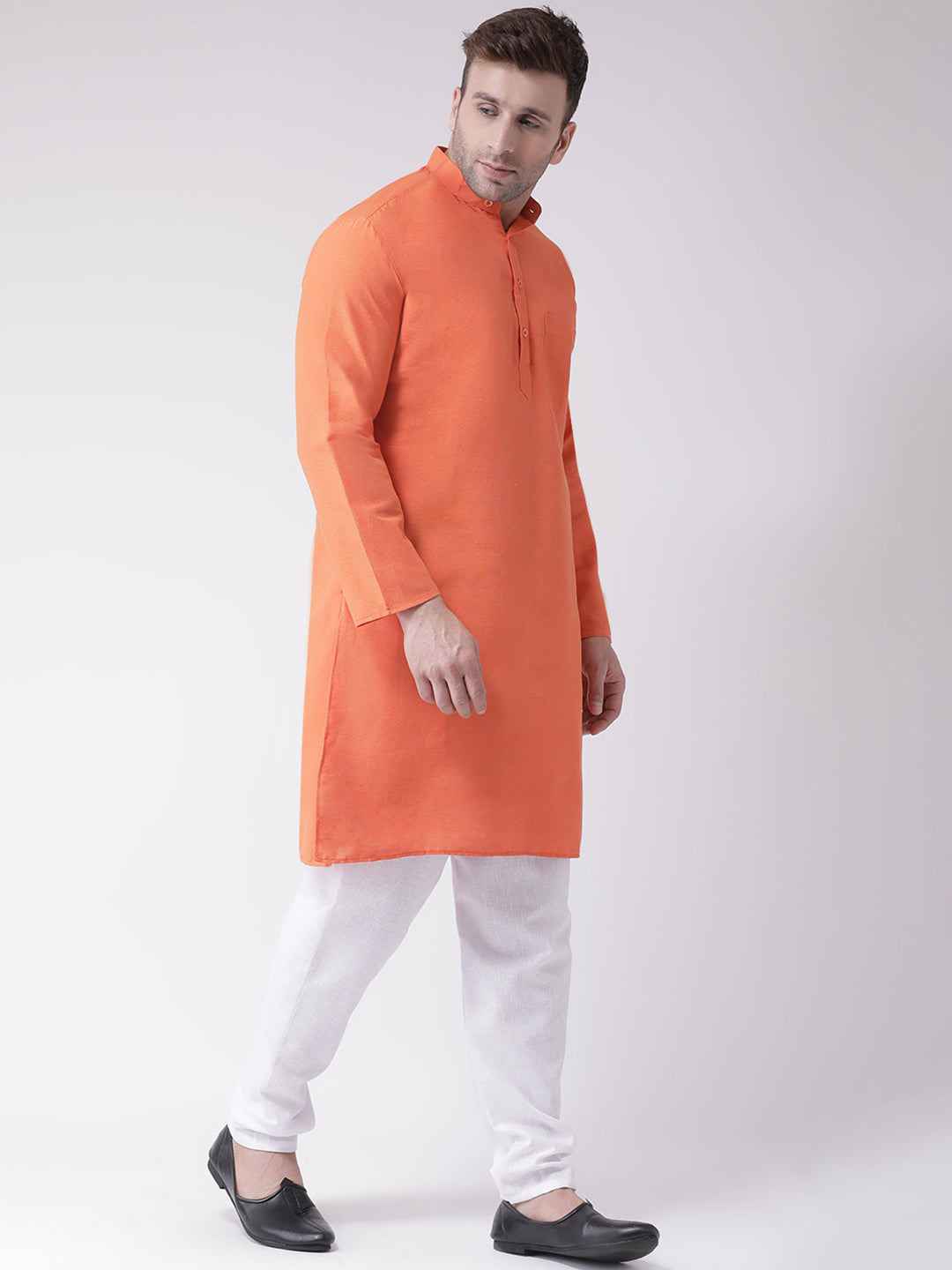 RIAG Orange Men's Ethnic Long Kurta And Pyjama Set