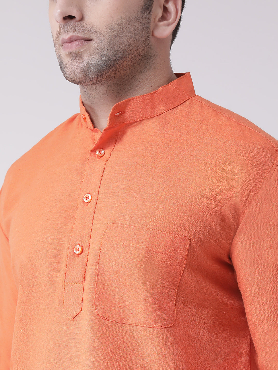 RIAG Orange Men's Ethnic Long Kurta And Pyjama Set