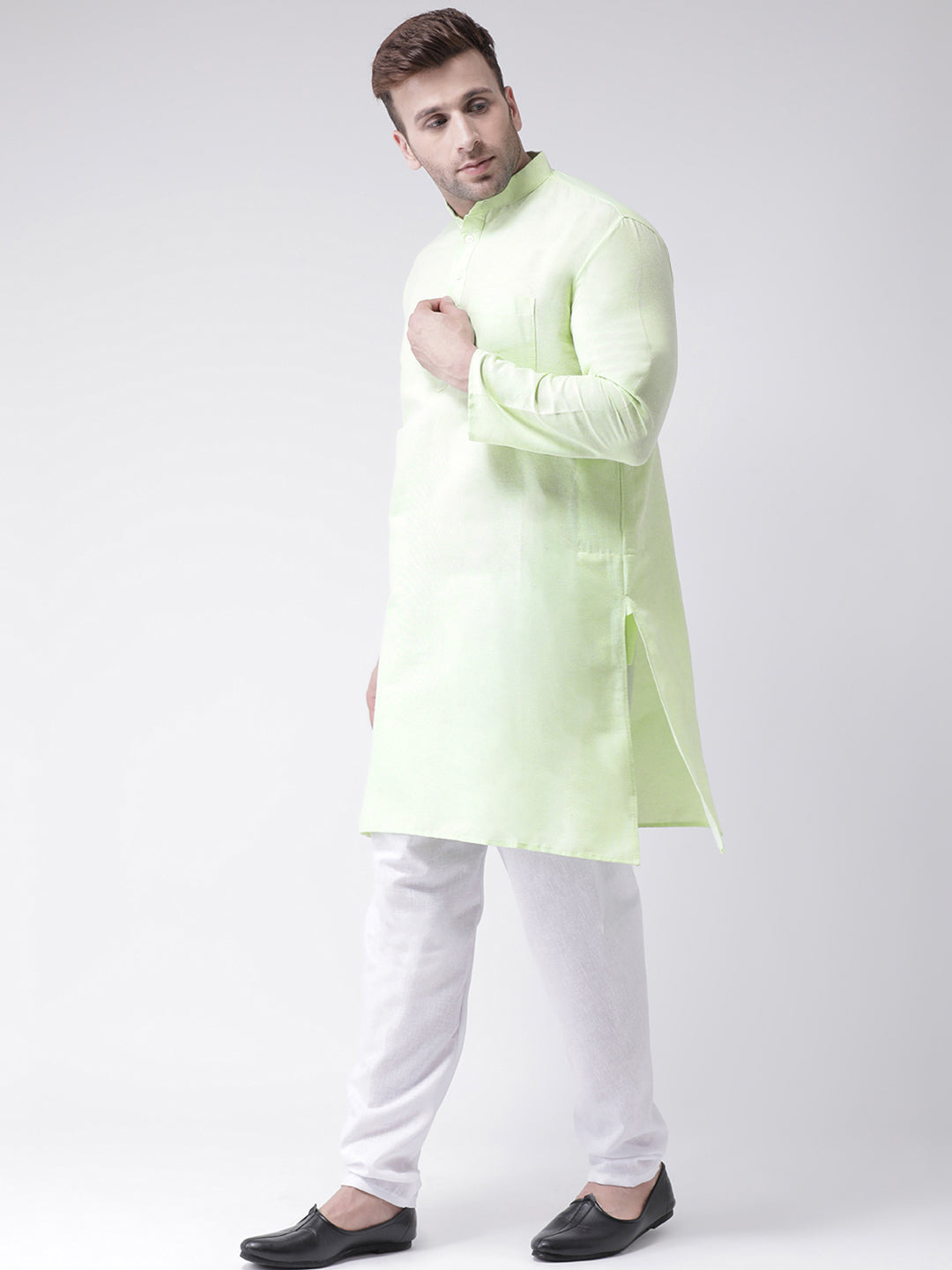 RIAG Green Men's Ethnic Long Kurta And Pyjama Set