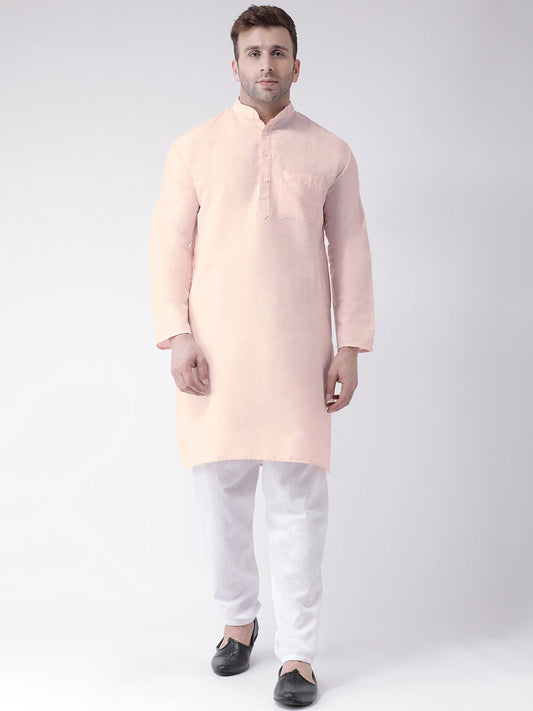 RIAG Men's Beige Cotton Long Ethnic Kurta