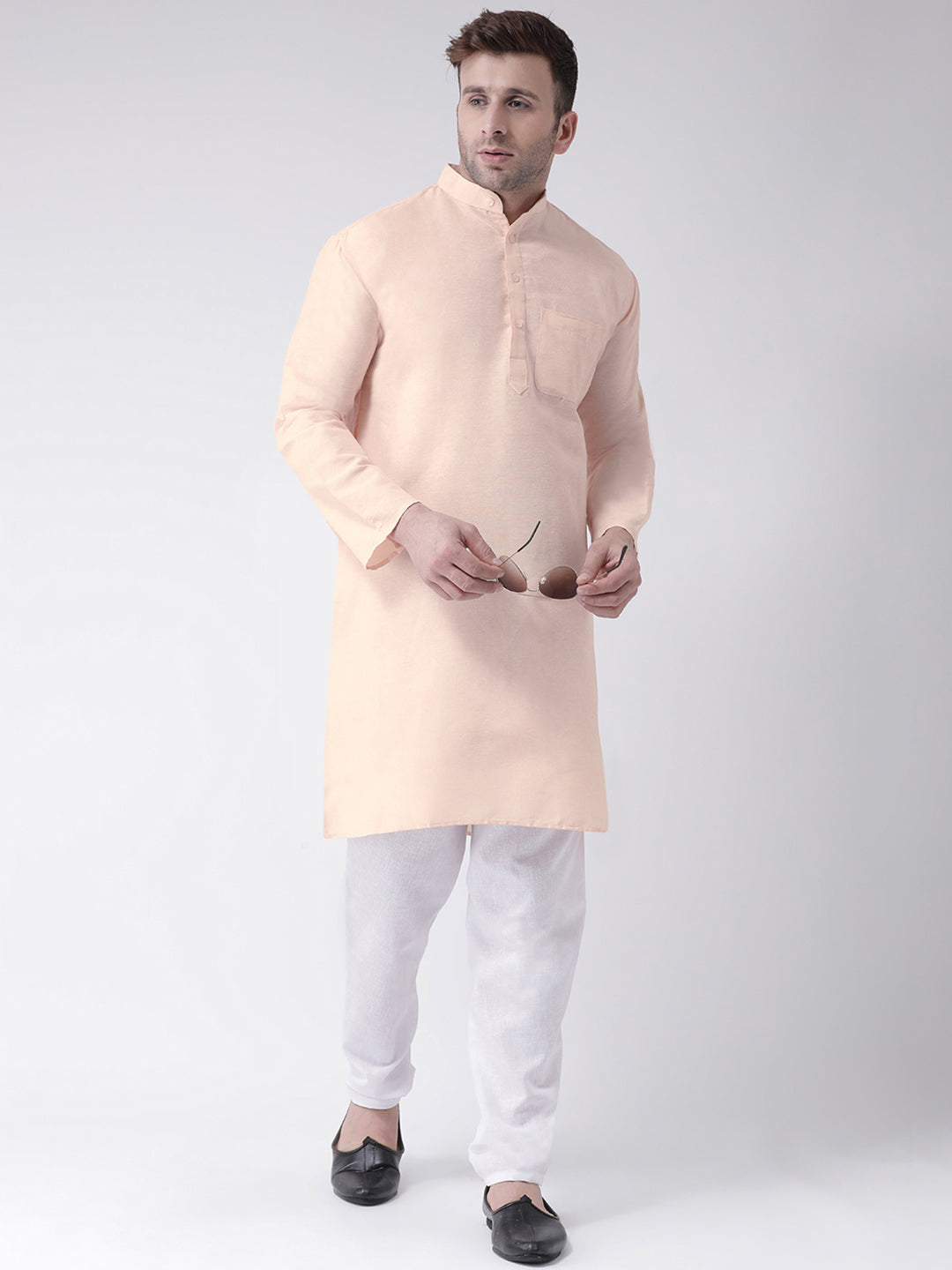 RIAG Men's Beige Cotton Long Ethnic Kurta