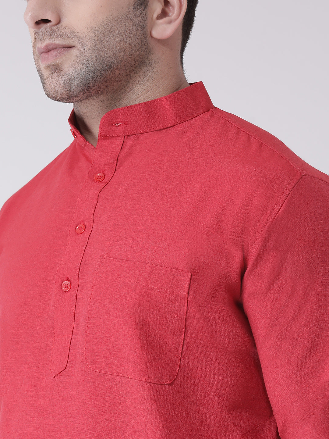 RIAG Men's Red Cotton Long Ethnic Kurta