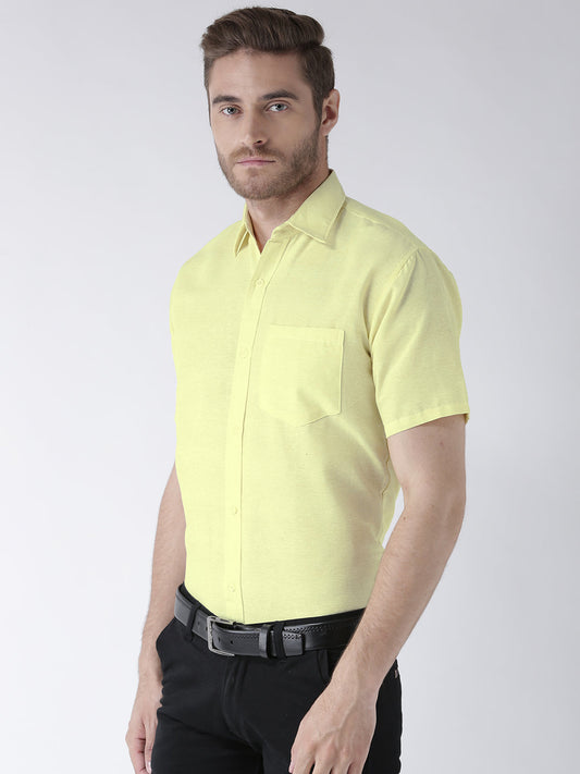 RIAG Yellow Men's Half Sleeves Solid Shirt
