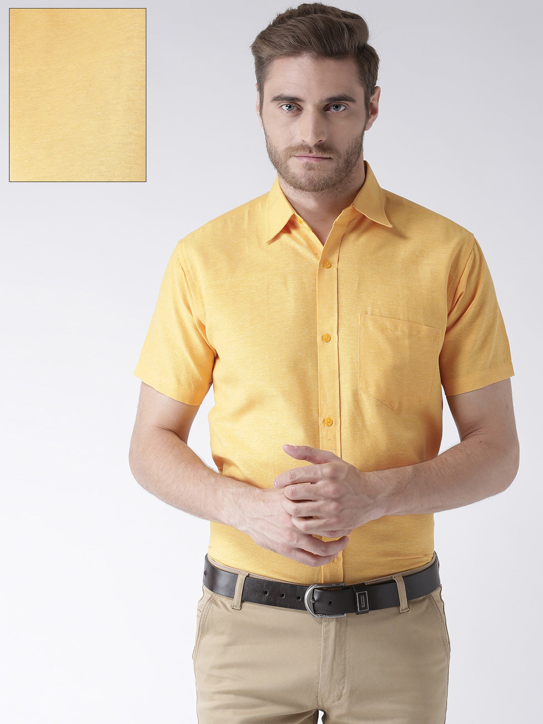 RIAG Yellow Men's Half Sleeves Solid Shirt