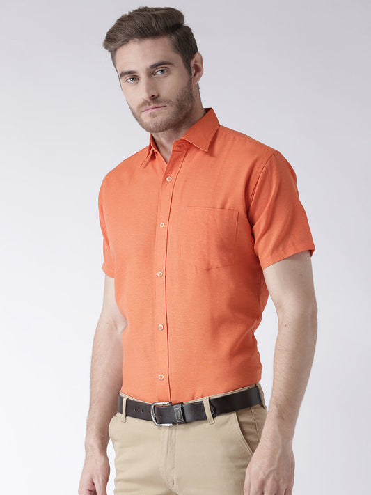 RIAG Orange Men's Half Sleeves Solid Shirt