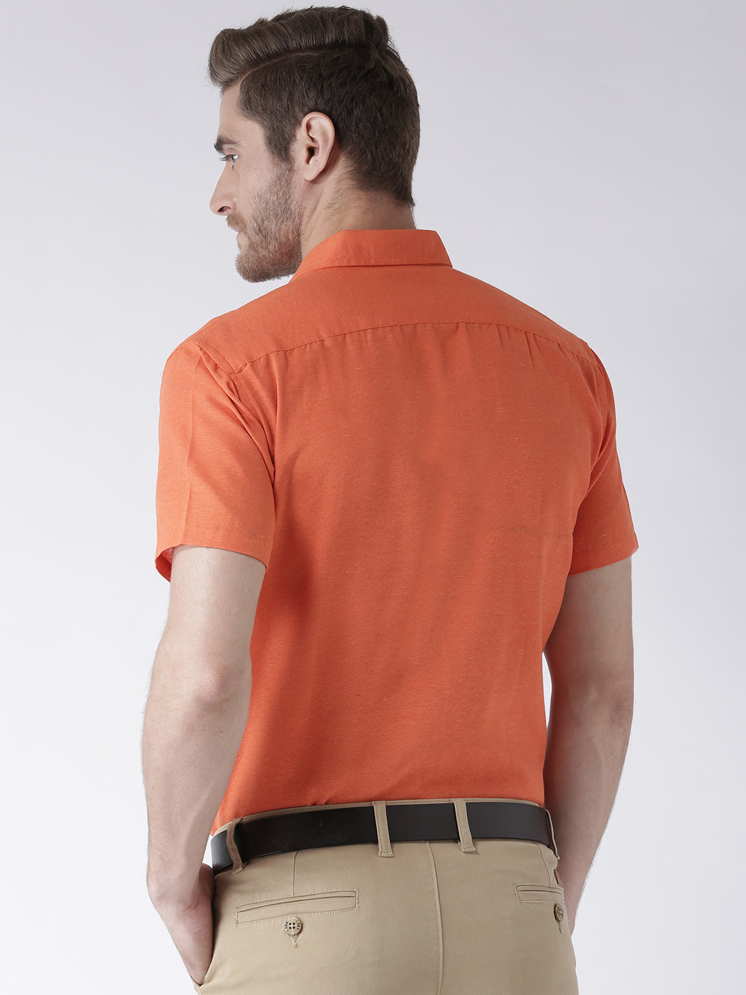 RIAG Orange Men's Half Sleeves Solid Shirt