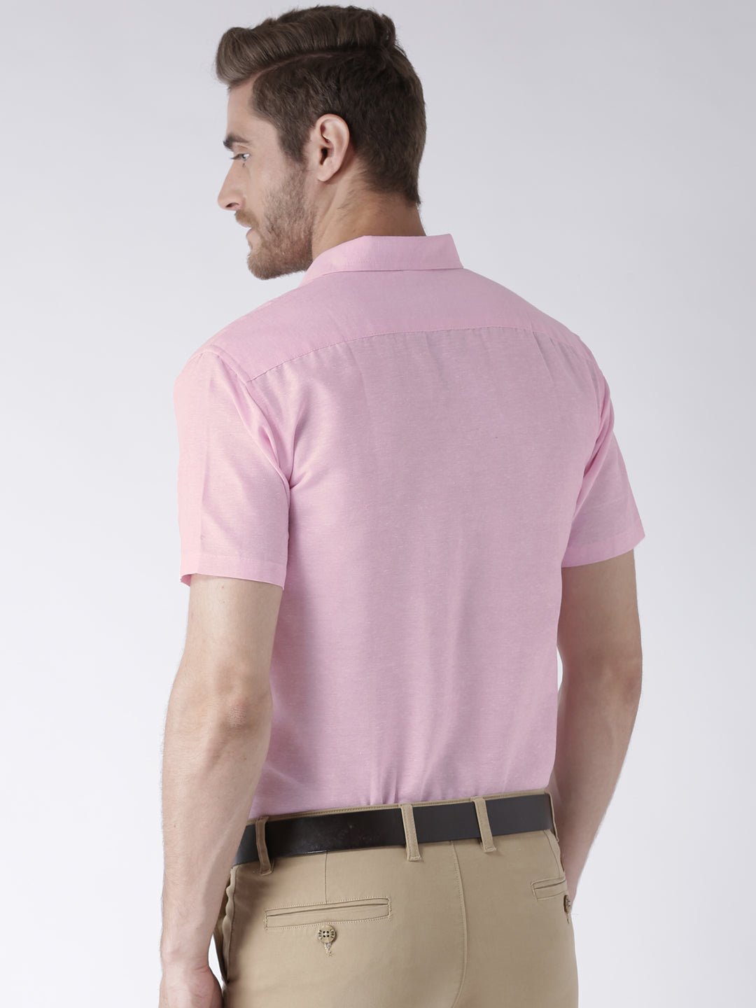 RIAG Pink Men's Half Sleeves Solid Shirt