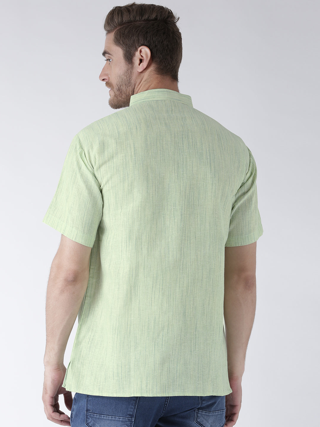 RIAG Men's Green Cotton Short Ethnic Kurta