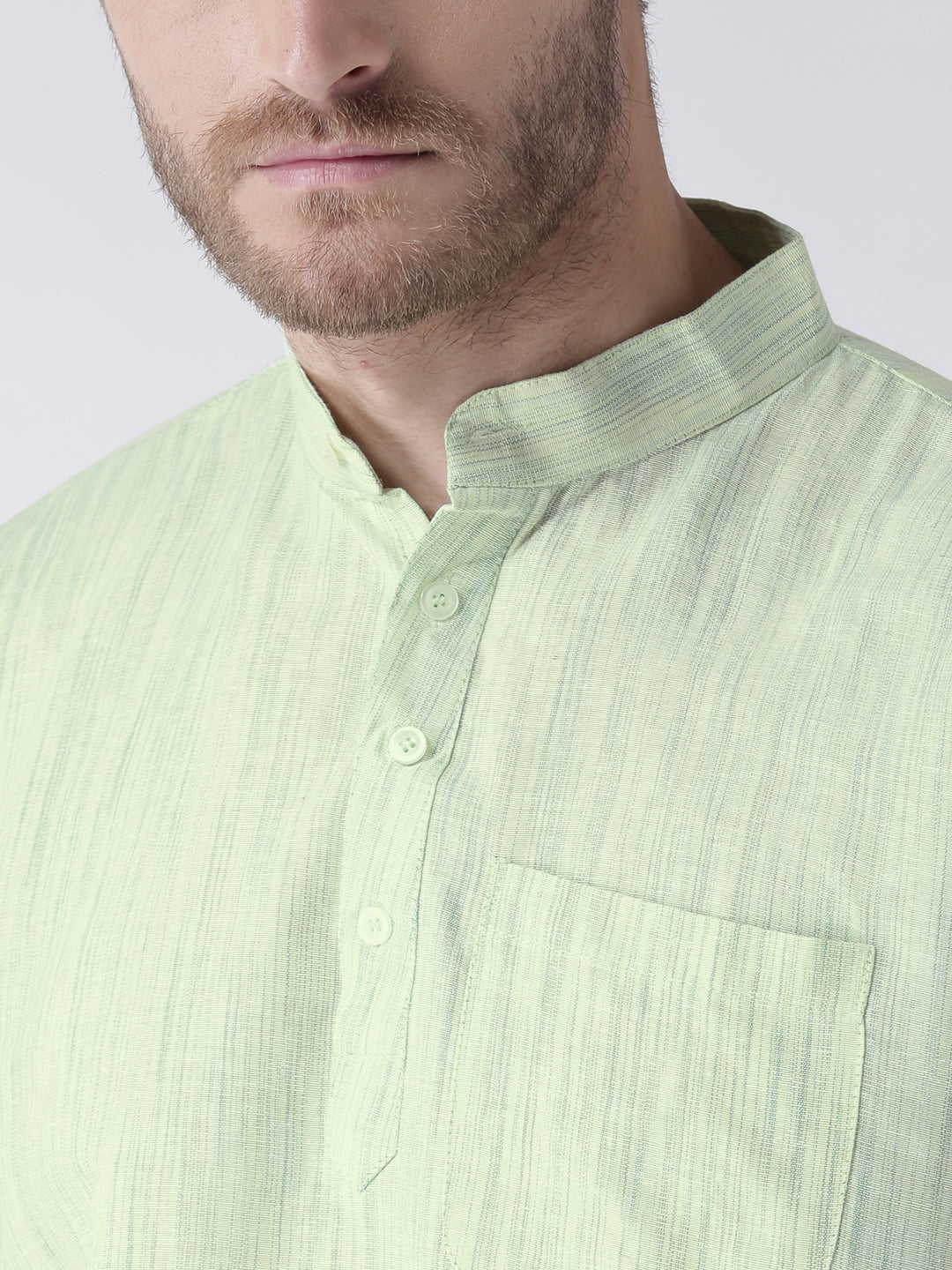 RIAG Men's Green Cotton Short Ethnic Kurta