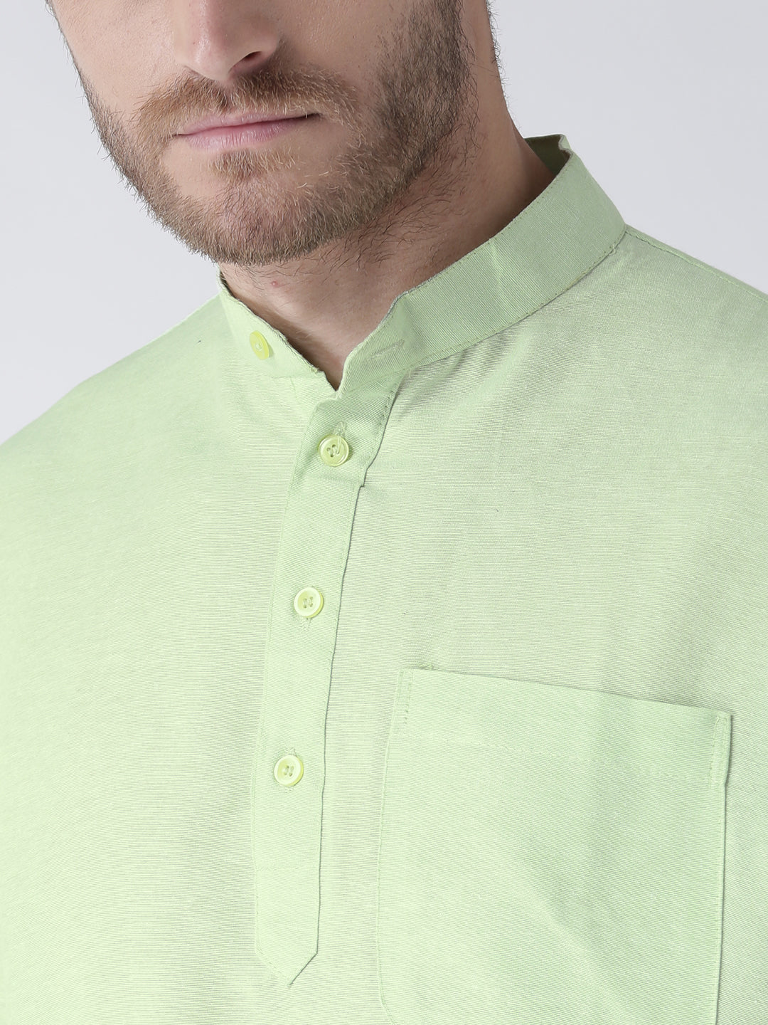 RIAG Men's Green Cotton Short Ethnic Kurta