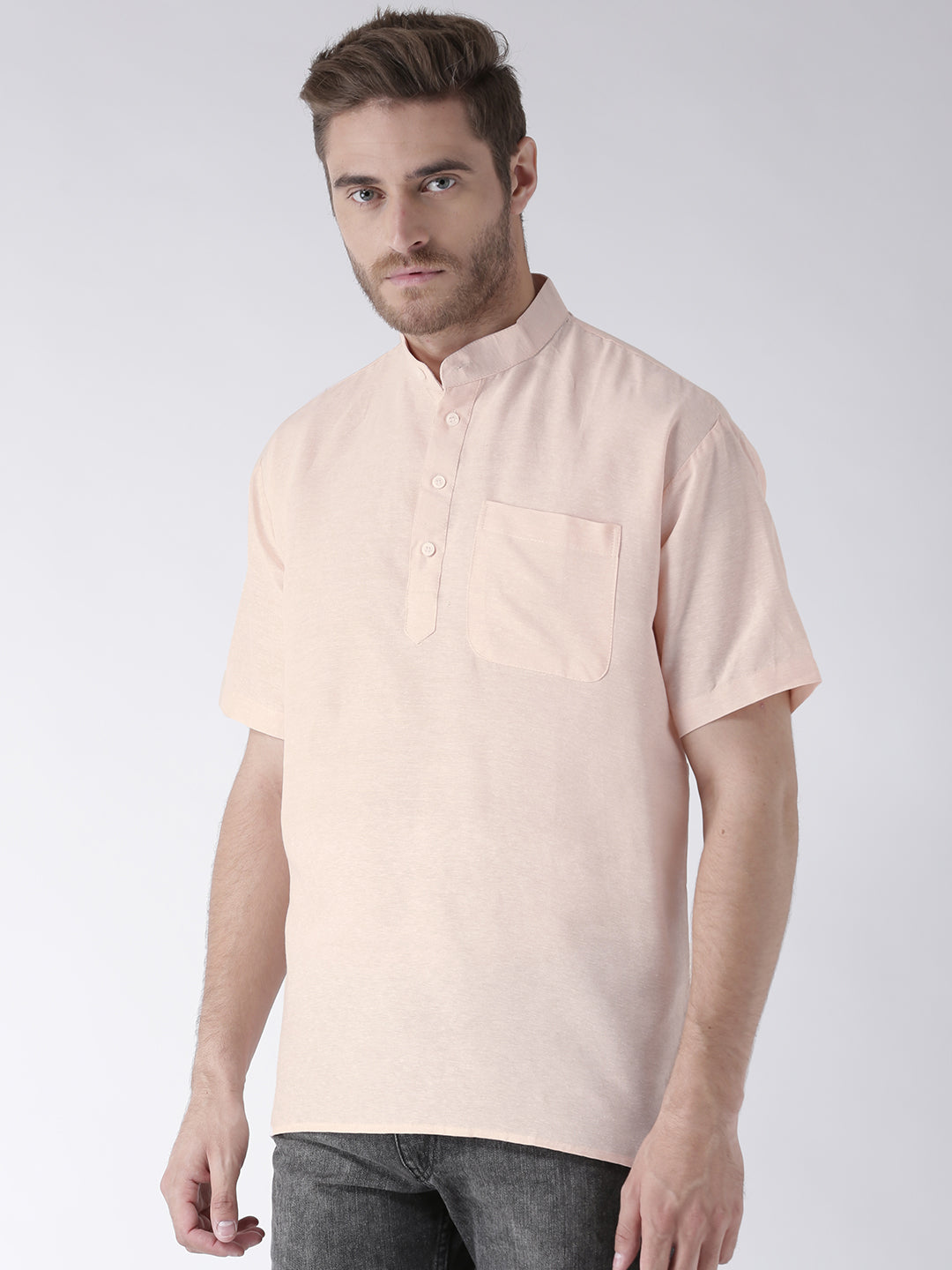 RIAG Men's Beige Cotton Short Ethnic Kurta