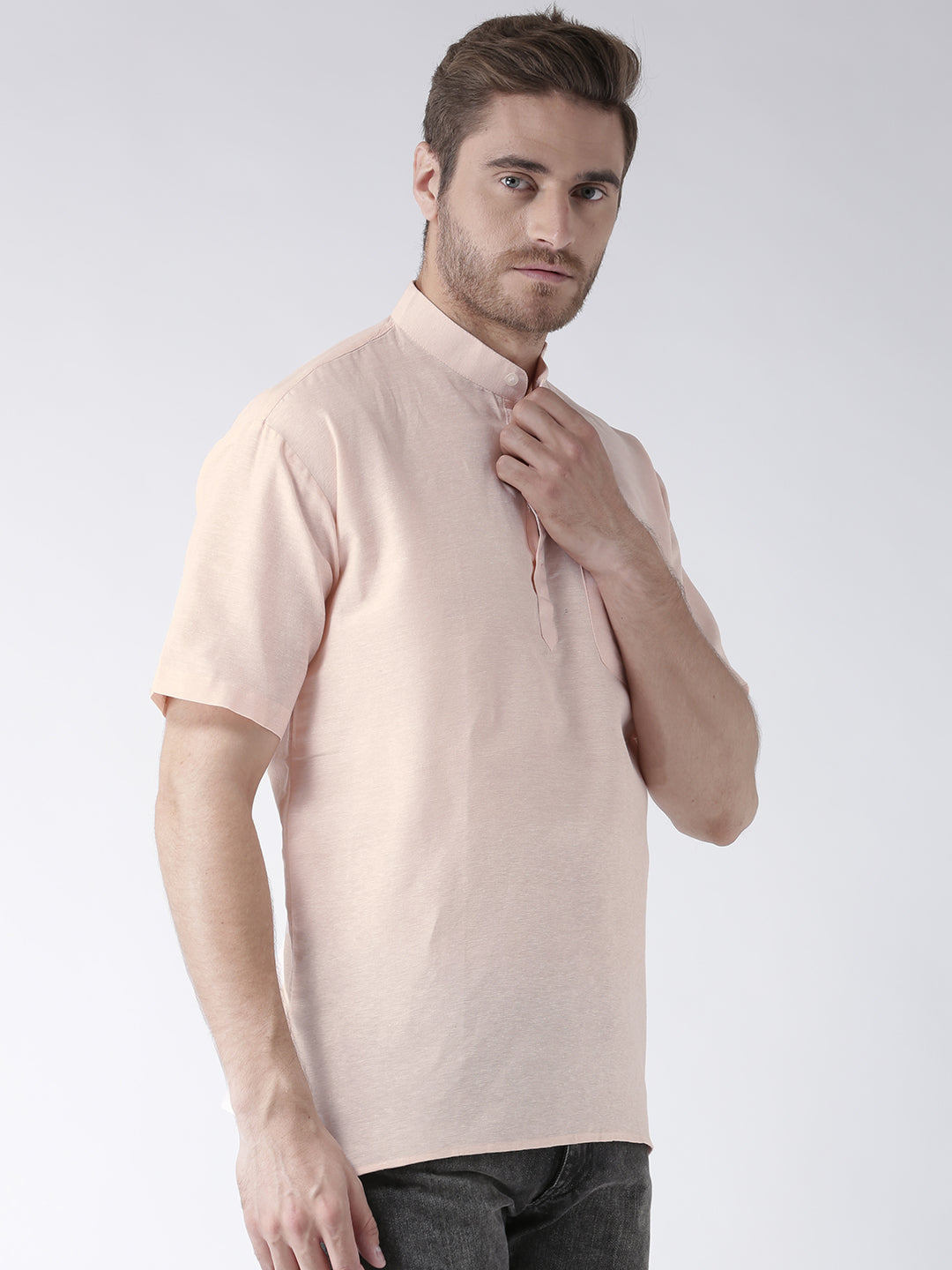 RIAG Men's Beige Cotton Short Ethnic Kurta