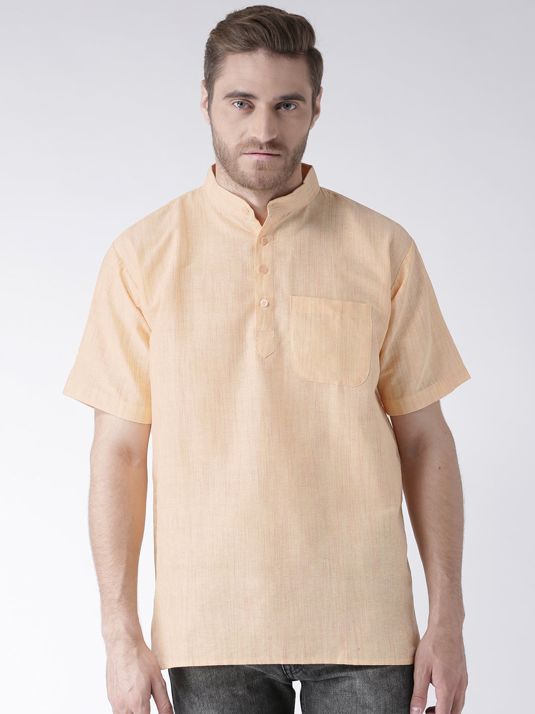 RIAG Men's Beige Cotton Short Ethnic Kurta