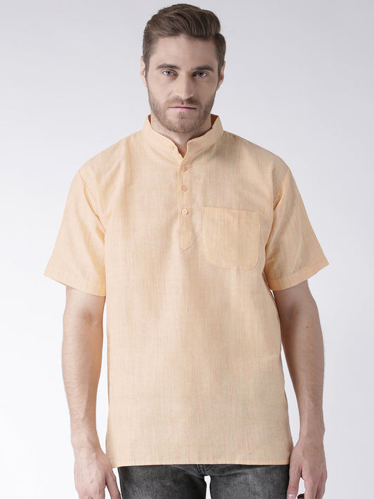 RIAG Men's Beige Cotton Short Ethnic Kurta