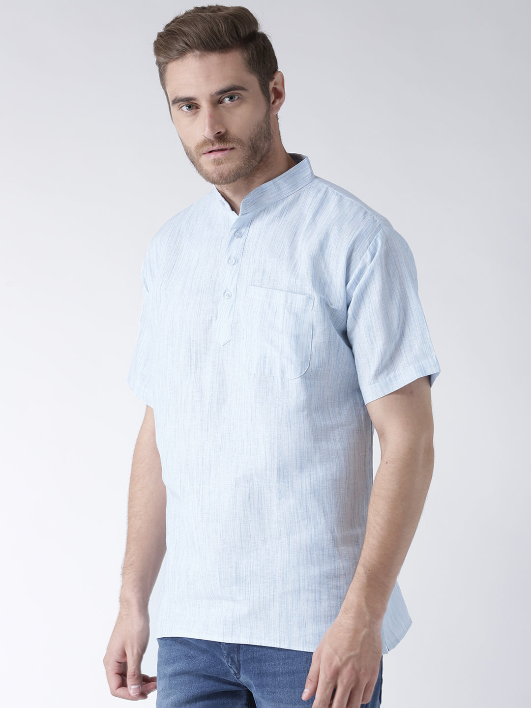 RIAG Men's Blue Cotton Short Ethnic Kurta