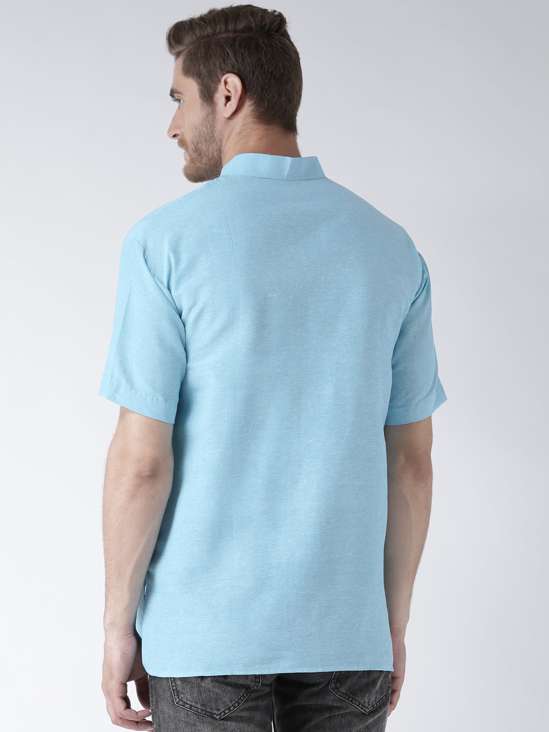 RIAG Men's Cotton Short Ethnic Kurta - Light Blue