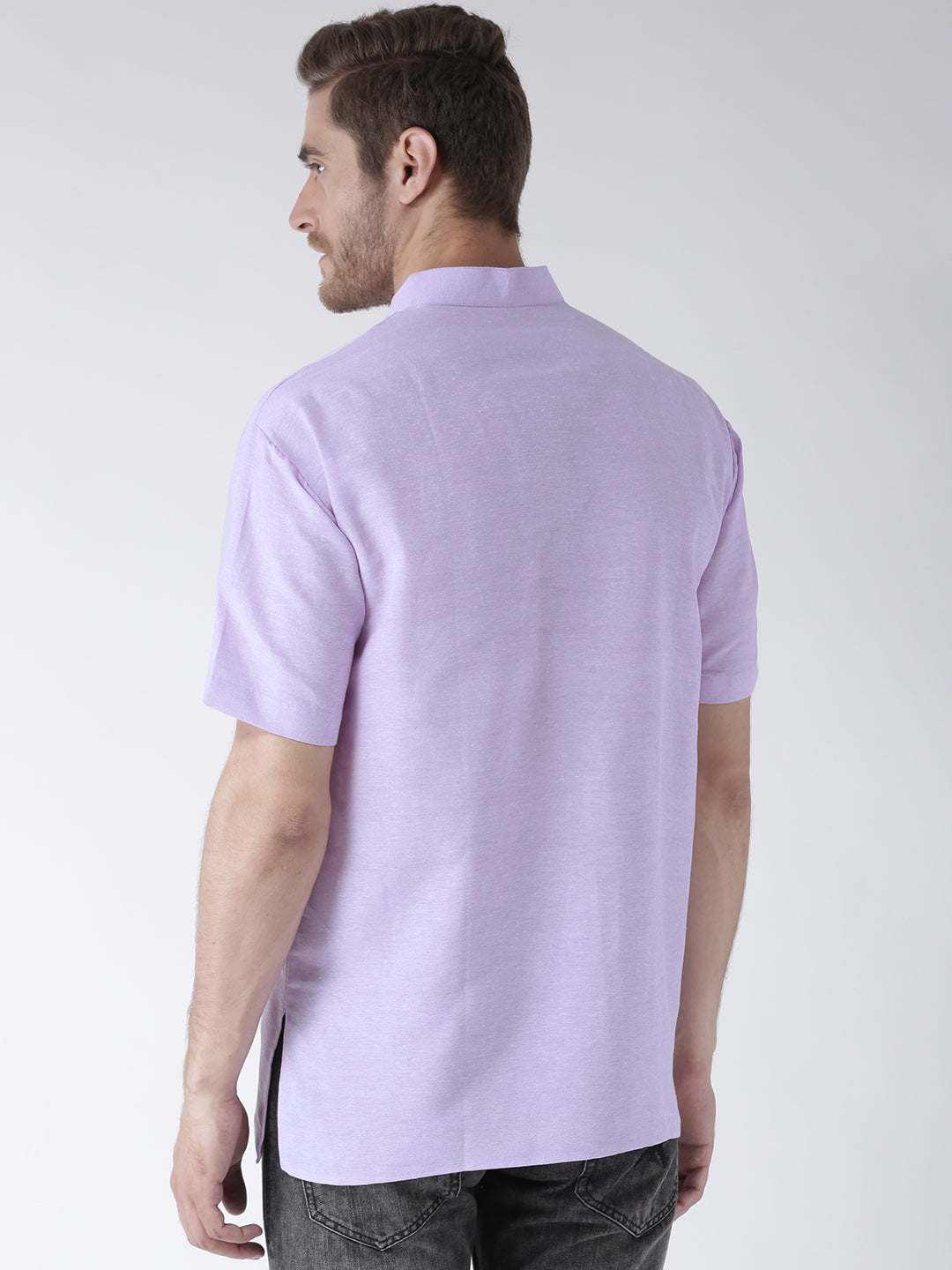 RIAG Men's Purple Cotton Short Ethnic Kurta