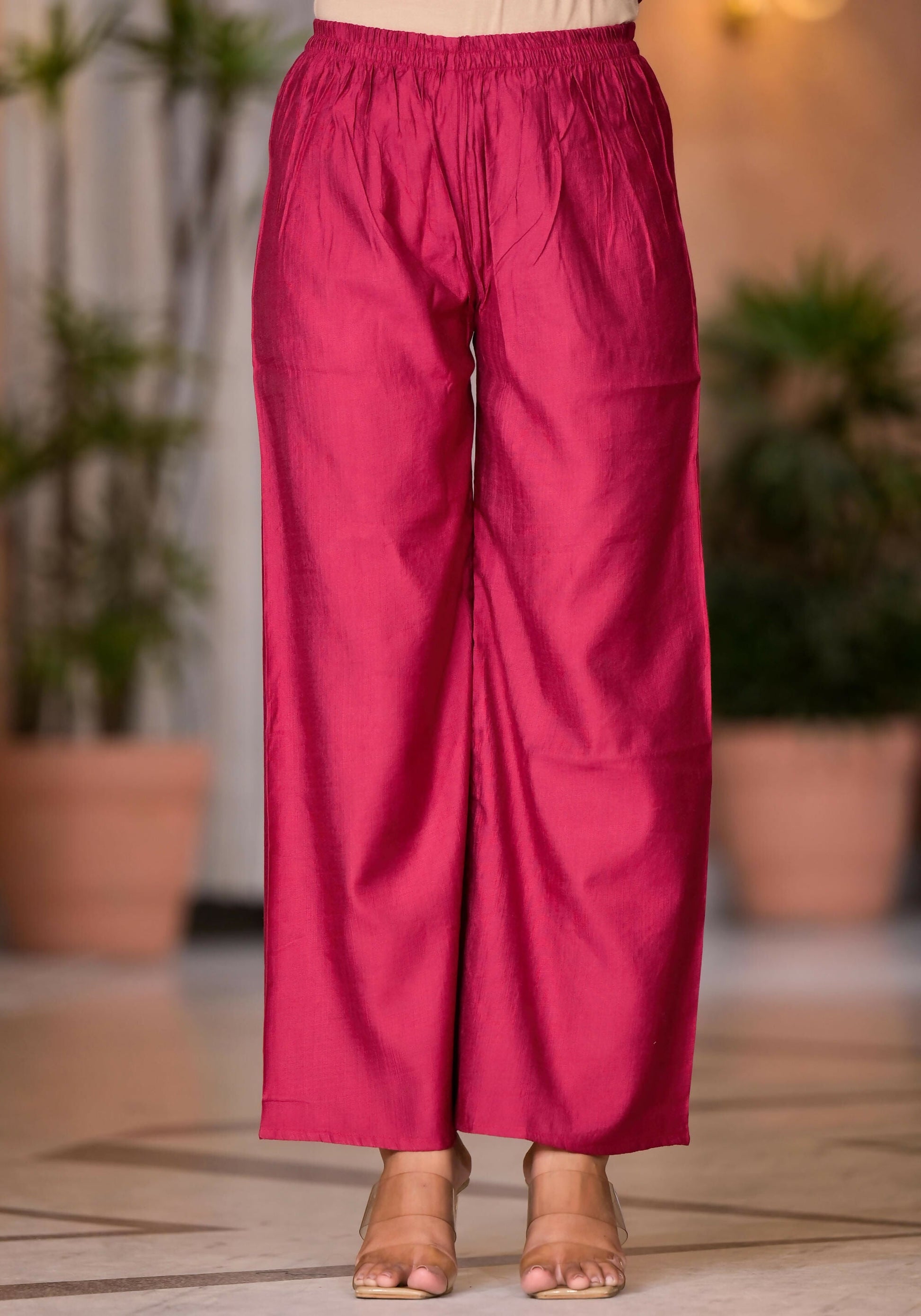 Juniper Women's Fuchsia Zari Embroidered Cotton Kurta Set With Button Closure
