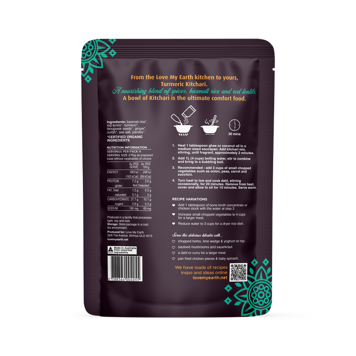 LOVE MY EARTH | TURMERIC KITCHARI | Quick Stix Mix Organic 