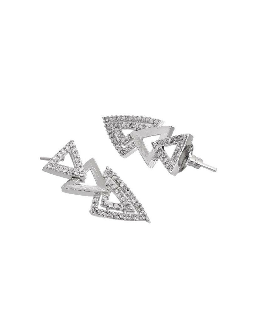 VOJ Silver Plated AD Studded Designer Handcrafted Jewellery Set - Grab2buy