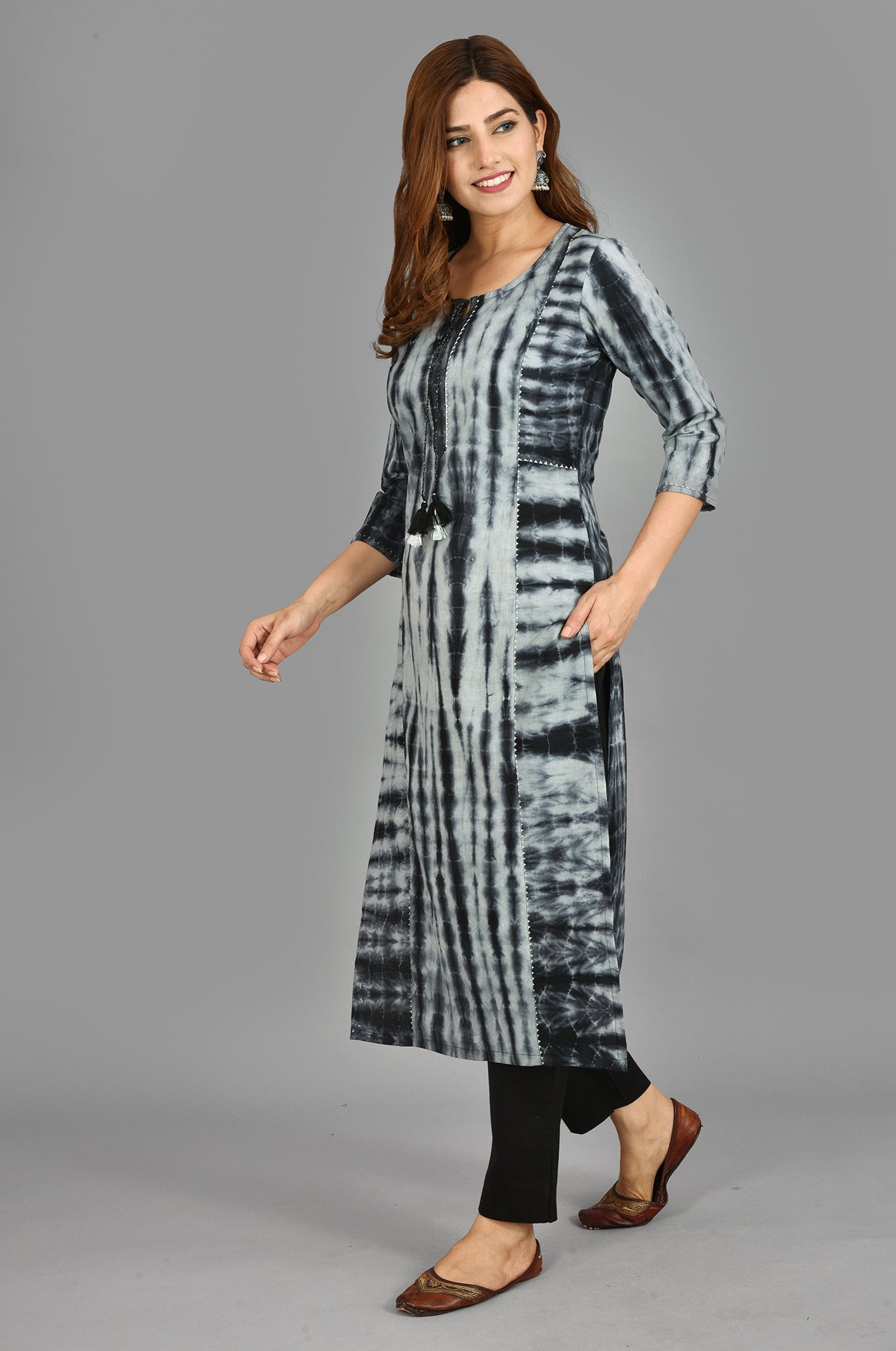 Kaajh Women's Black Tie Dye Kurta