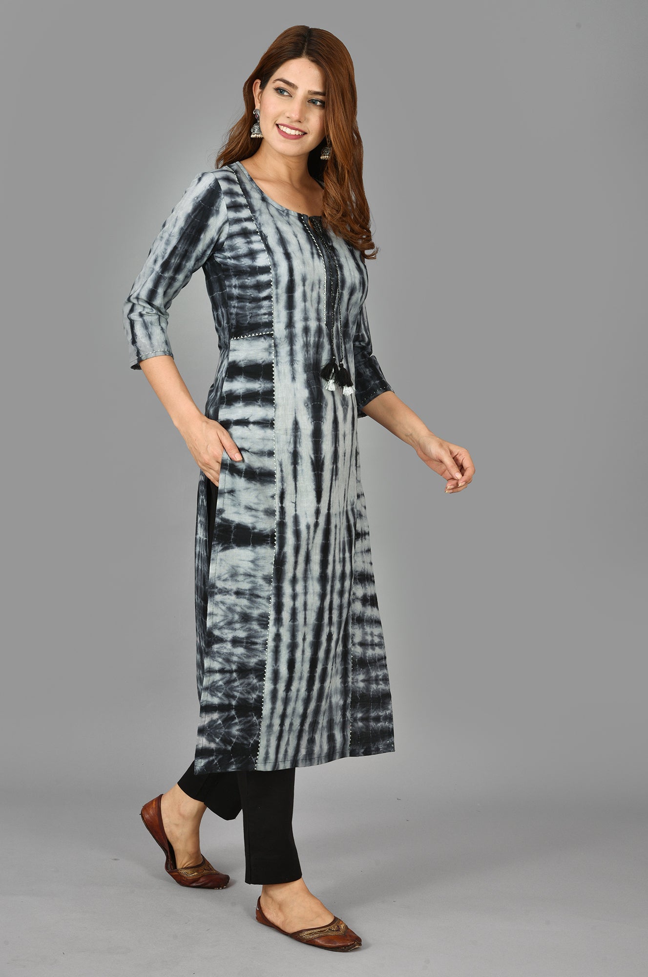 Kaajh Women's Black Tie Dye Kurta
