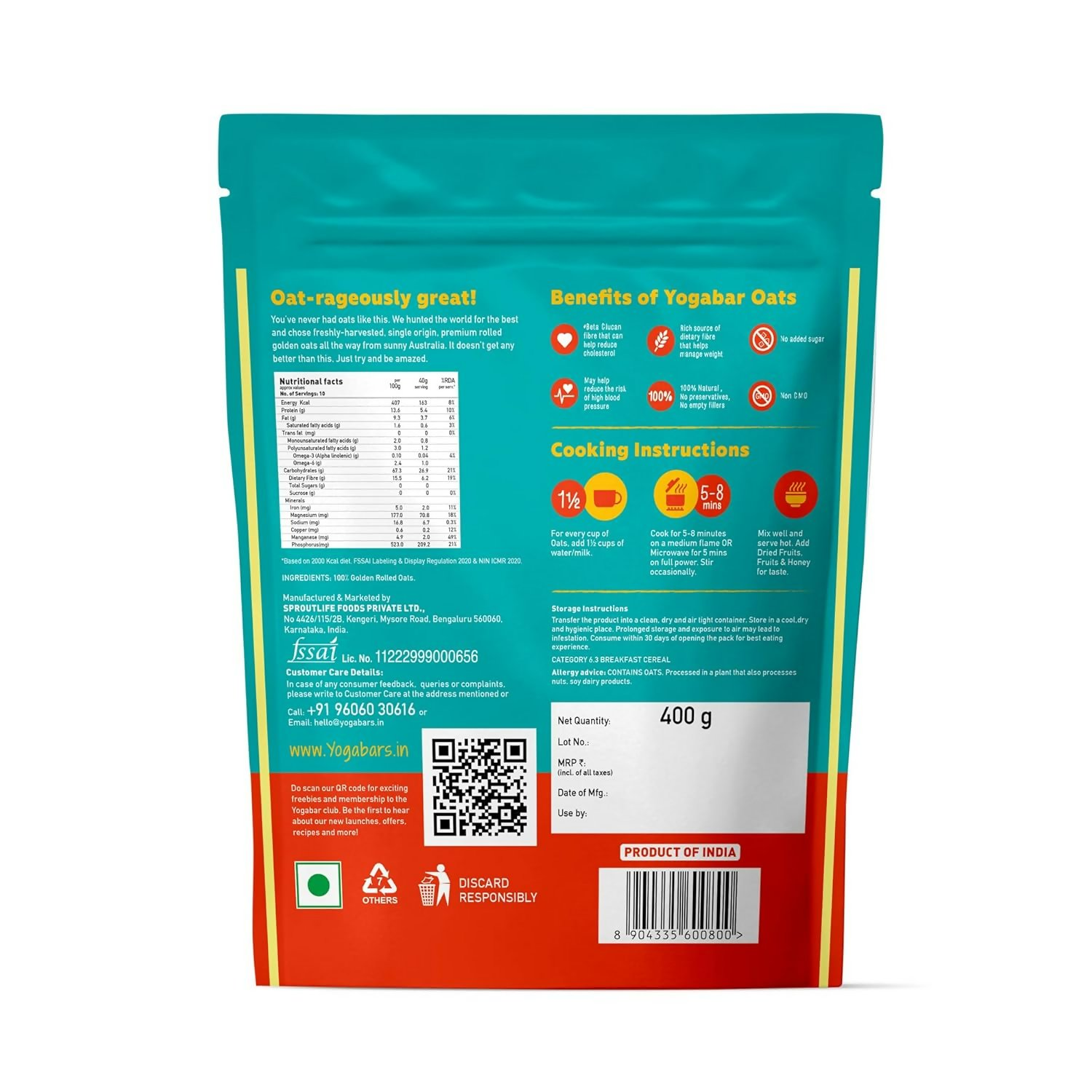 Yoga Bar 100% Rolled Plain Oats  Grab2Buy Yoga Bar Grab2Buy