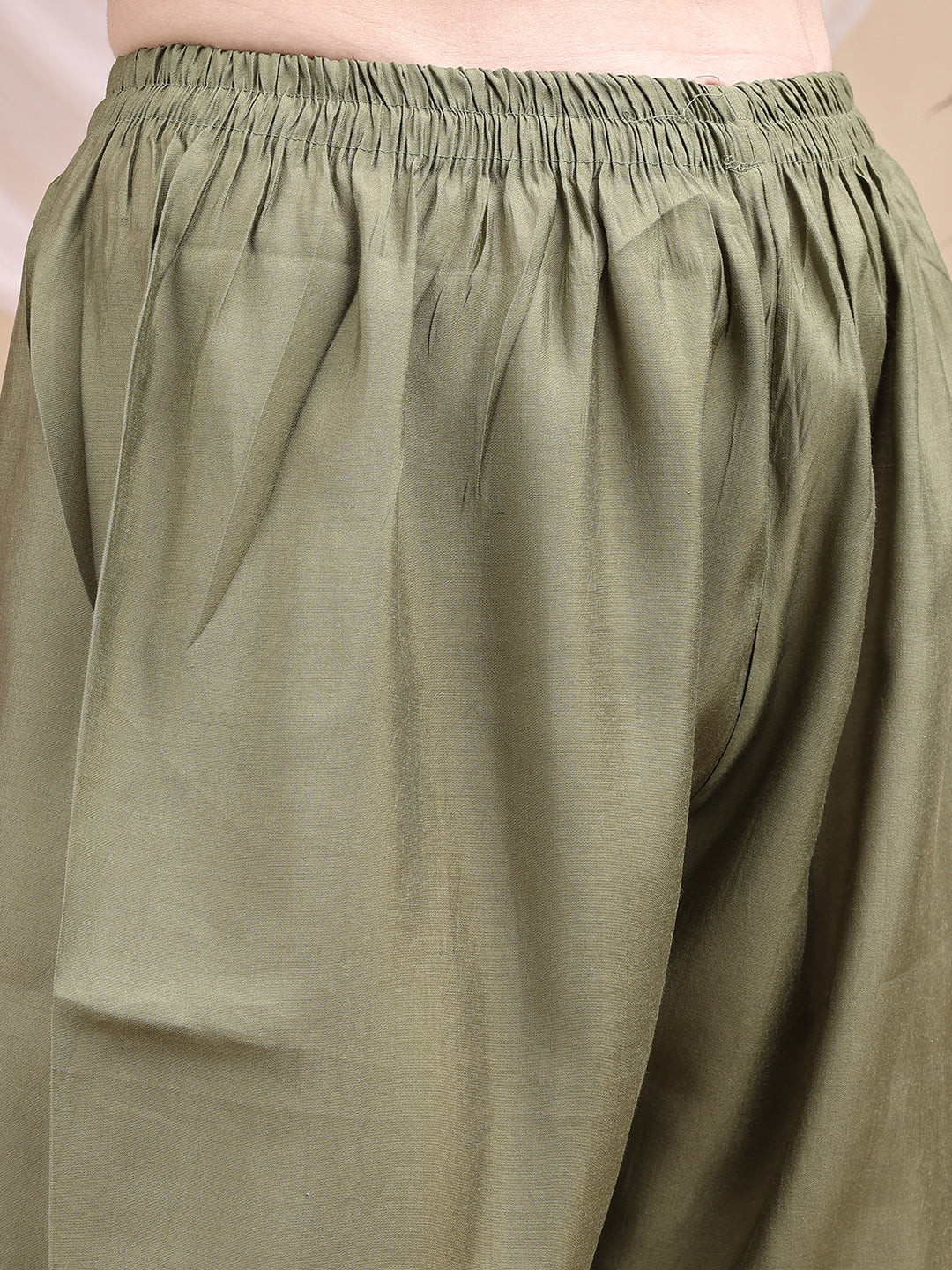 Embroidered Kurta With Pant & Printed Dupatta, Olive - Hiral Fashion