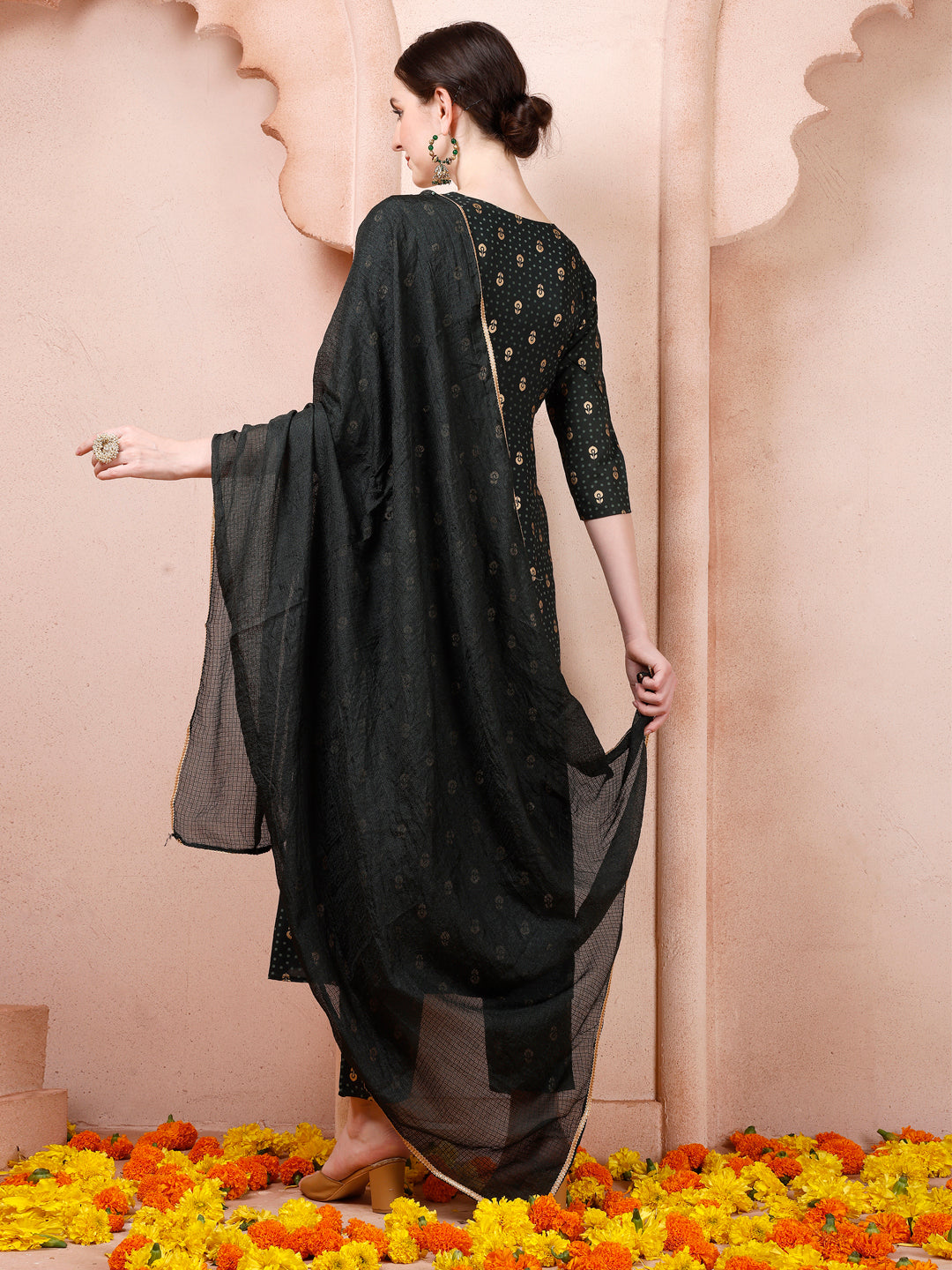 Nayra Cut Embroidered Kurta With Pant And Dupatta Set, Multicolor - Hiral Fashion